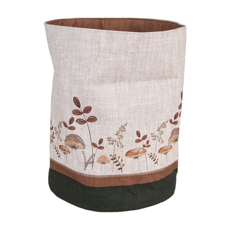 Clayre & Eef LFJ50 Broodmand Ø 15x16 Cm Beige Katoen Paddenstoelen Rond