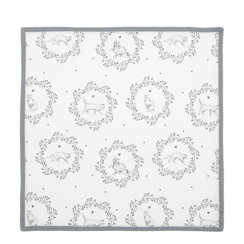 Clayre & Eef LGC43 Servetten Katoen Set Van 6 40x40 Cm Wit Grijs Katoen Kat