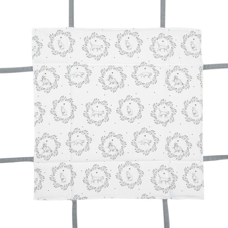 Clayre & Eef LGC47 Broodmand 35x35x8 Cm Wit Grijs Katoen Kat