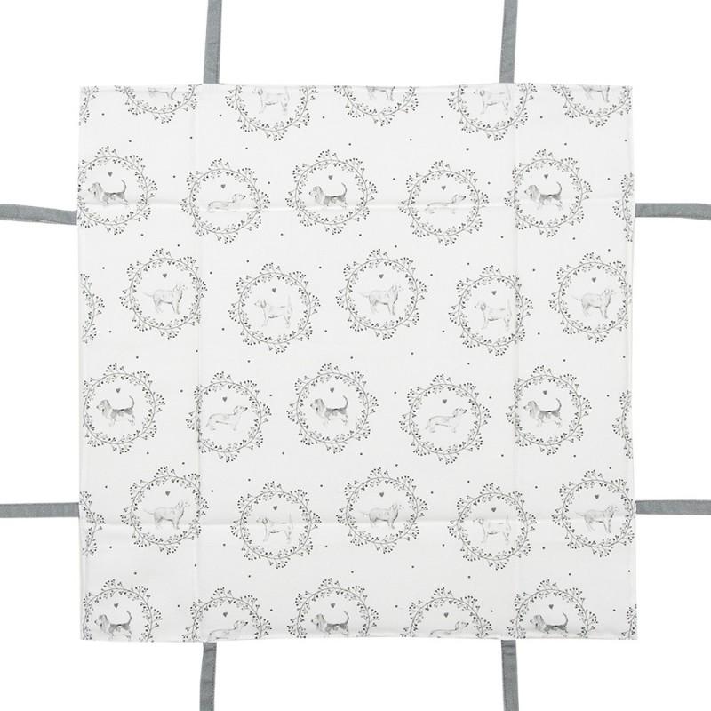 Clayre & Eef LGD47 Broodmand 35x35x8 Cm Wit Grijs Katoen Hond