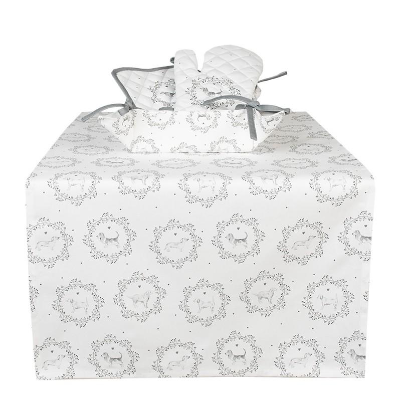 Clayre & Eef LGD47 Broodmand 35x35x8 Cm Wit Grijs Katoen Hond