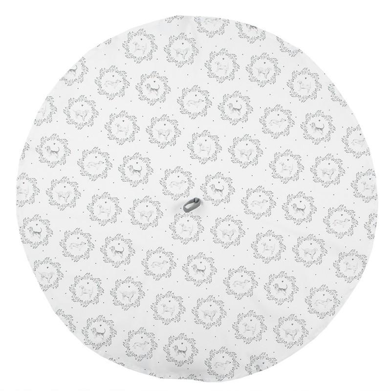 Clayre & Eef LGD48 Theedoek Ø 80 Cm Wit Grijs Katoen Hond Rond