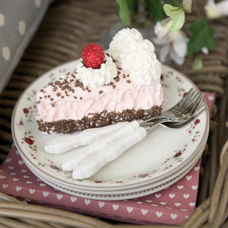 Clayre & Eef LPRDP Ontbijtbord Ø 20 Cm Beige Keramiek Bloemen Rond Bord