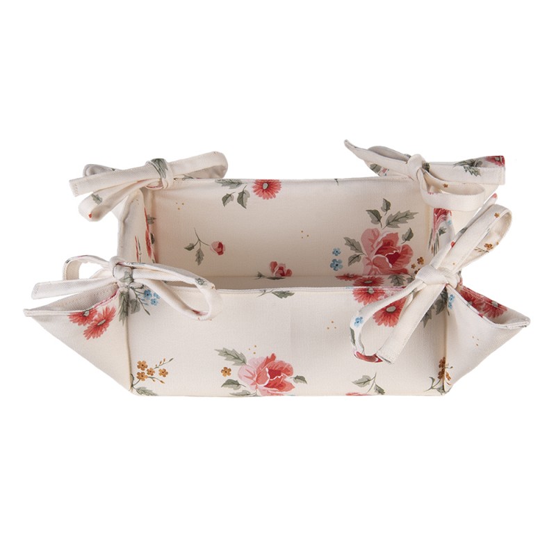 clayre & eef LRC47 Broodmand 35x35x8 cm Beige Katoen Rozen Cadeau Keuken