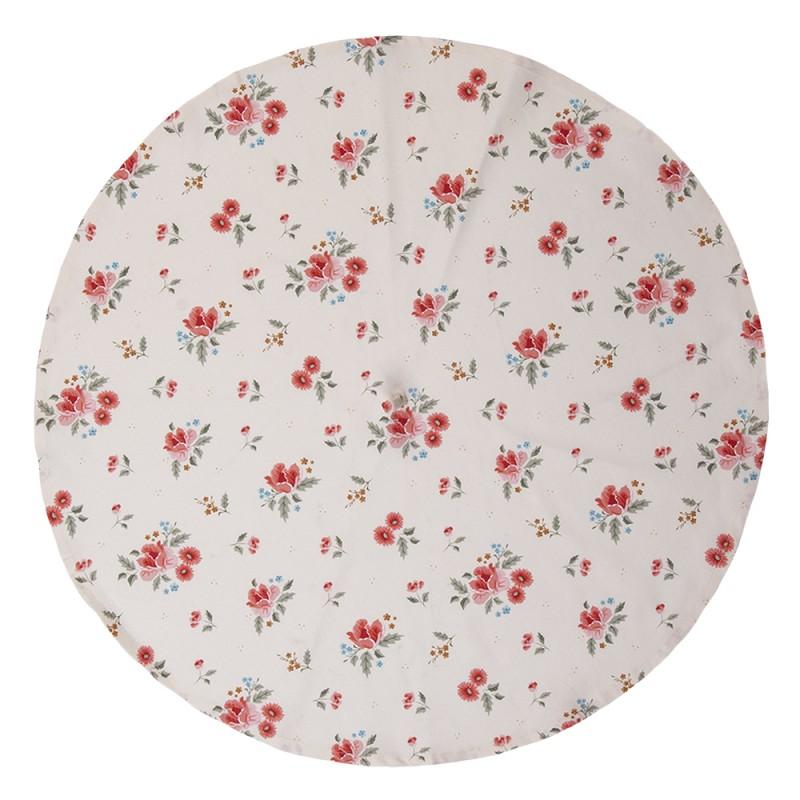 Clayre & Eef LRC48 Theedoek Ø 80 Cm Beige Katoen Rozen Rond Keukenhanddoek