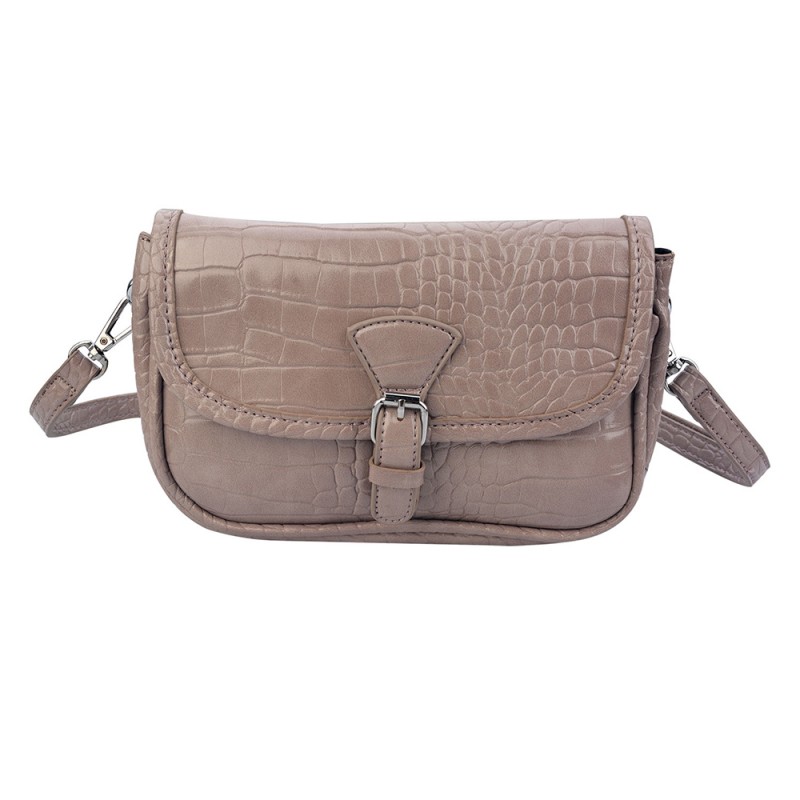 clayre & eef MLBAG0322P Handtas Dames 14x21 cm Beige Kunststof Slangenleer Rechthoek Tas
