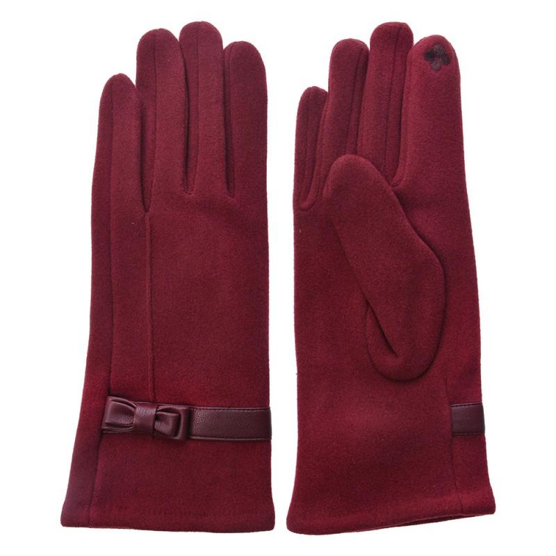 clayre & eef MLGL0044 Handschoenen Winter 8x24 cm Rood Polyester Handschoenen Dames