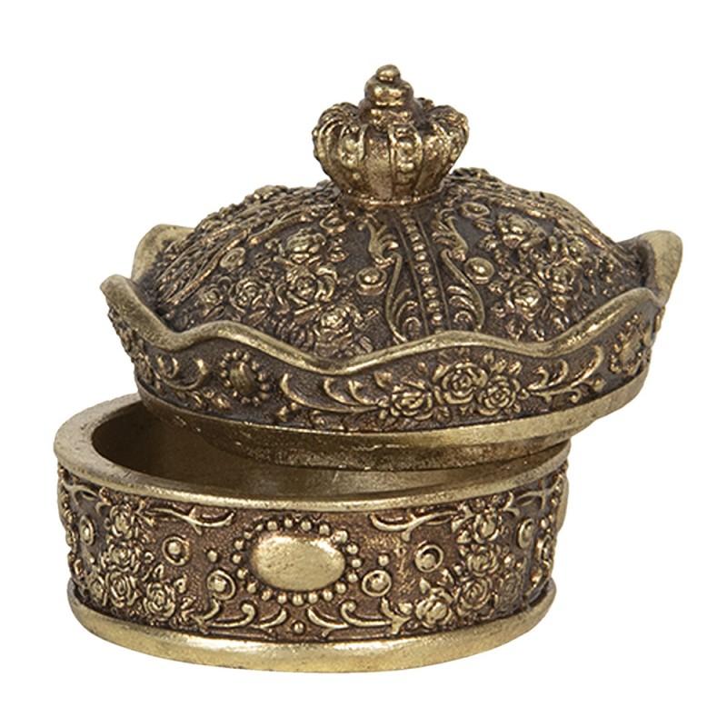 Clayre & Eef MLJB0089 Sieradendoos 9x9x7 Cm Goudkleurig Kunststof Juwelendoos