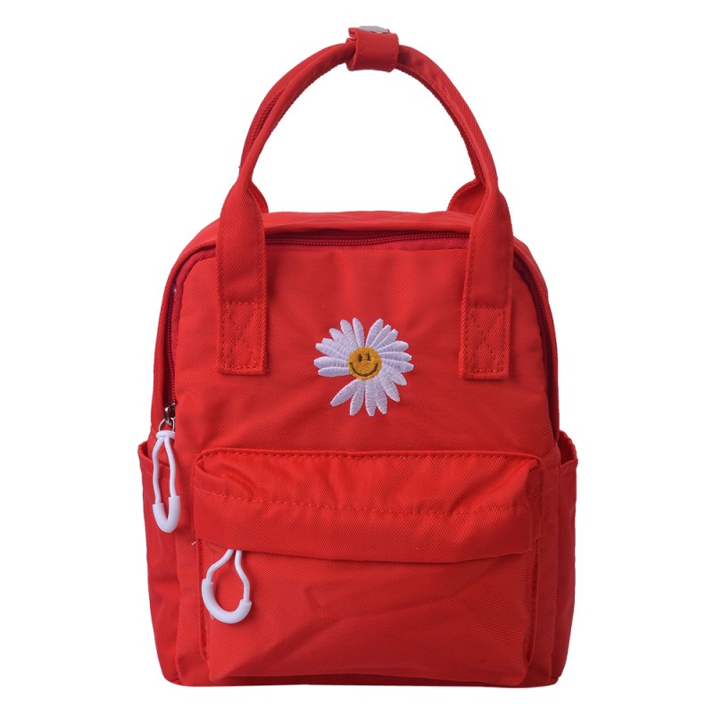 clayre & eef MLLLBAG0023R Rugzak 21x9x23 cm Rood Kunststof Bloem Rugtas
