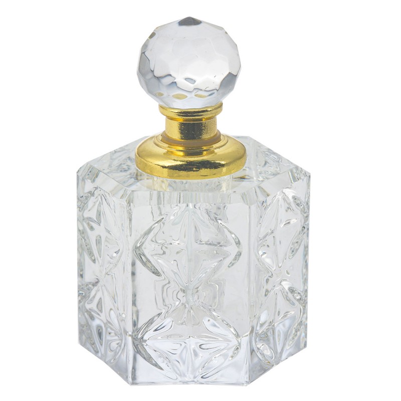 clayre & eef MLPF0009 Parfum Flesje 4x4x7 cm Glas Zeshoek Decoratie Flesje