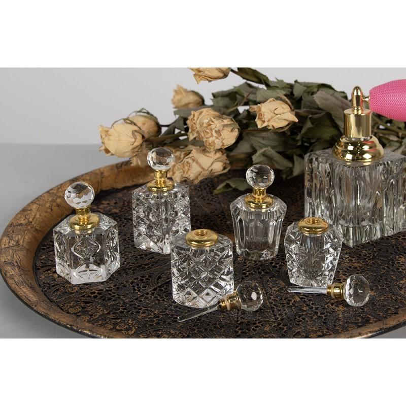 Clayre & Eef MLPF0010 Parfum Flesje 4x4x7 Cm Glas Zeshoek Decoratie Flesje