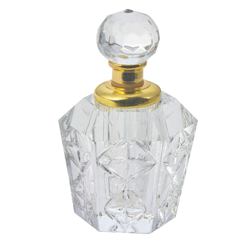 Clayre & Eef MLPF0010 Parfum Flesje 4x4x7 Cm Glas Zeshoek Decoratie Flesje