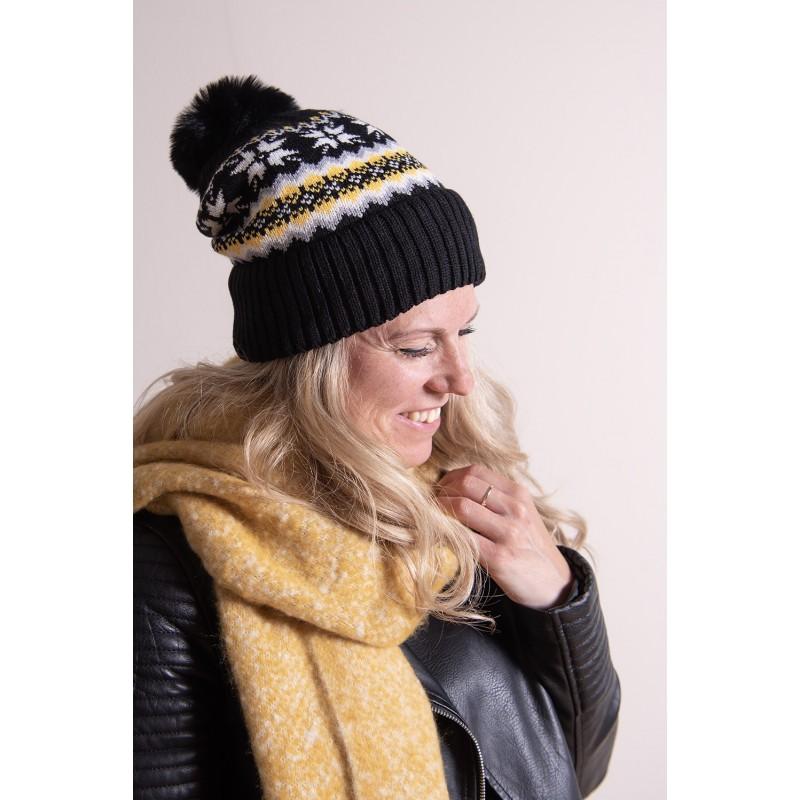 Clayre & Eef MLSC0338Y Wintersjaal Dames 50x180 Cm Geel Synthetisch Wintershawl