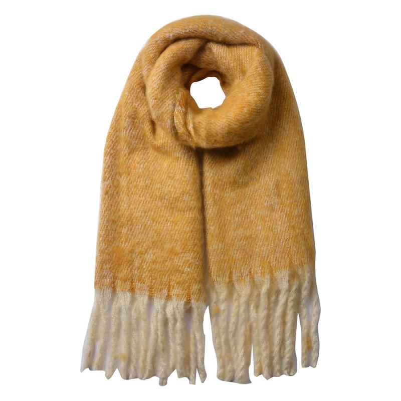 clayre & eef MLSC0338Y Wintersjaal Dames 50x180 cm Geel Synthetisch Wintershawl