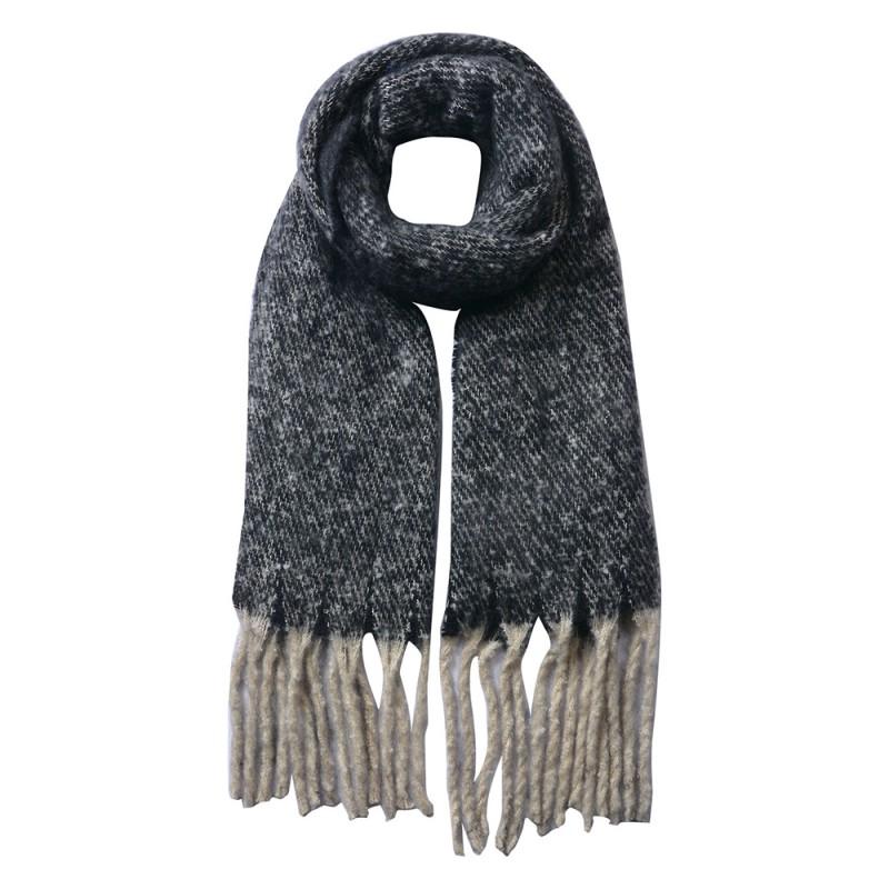 clayre & eef MLSC0338Z Wintersjaal Dames 50x180 cm Zwart Synthetisch Wintershawl