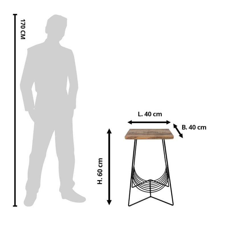 Clayre & Eef MT5H0586 Bijzettafel 40x40x63 Cm Bruin Zwart Hout