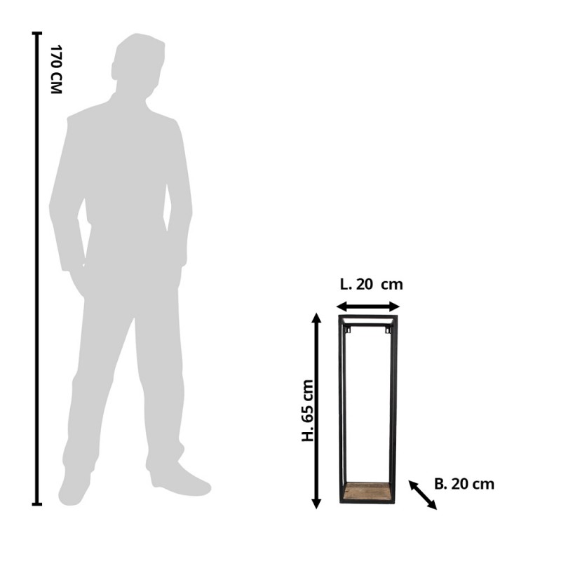Clayre & Eef MT5Y1066 Wandrek 20x20x65 Cm Zwart Bruin IJzer Muurrek