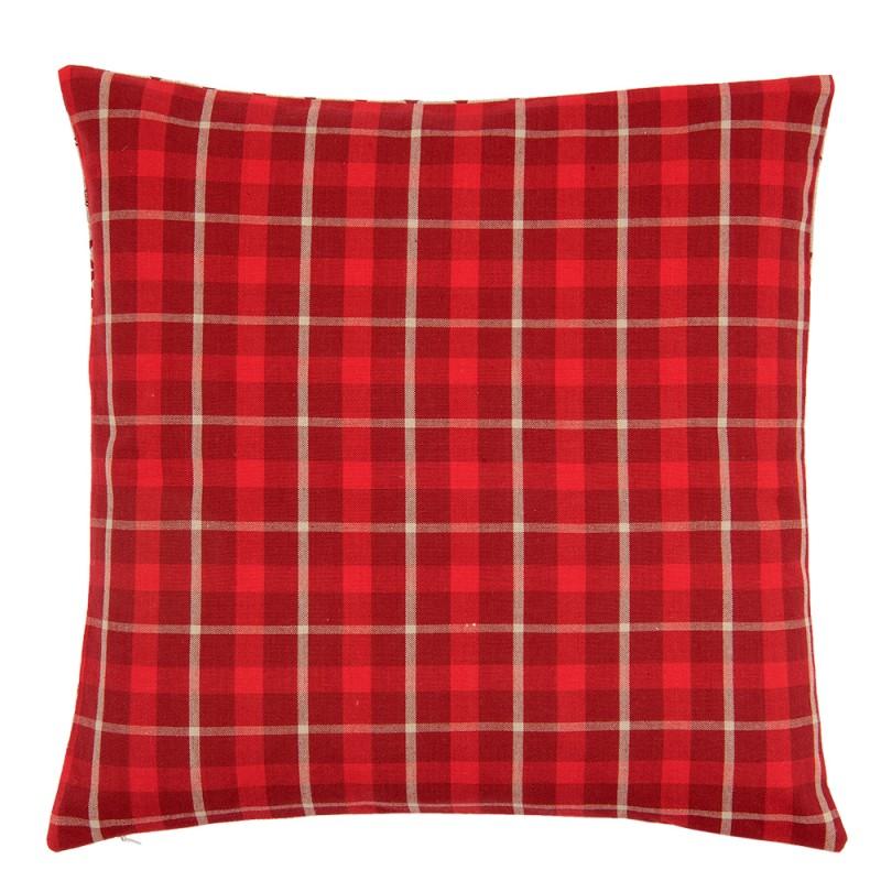 Clayre & Eef NOC21 Kussenhoes 40x40 Cm Rood Katoen Rendieren Vierkant Sierkussenhoes