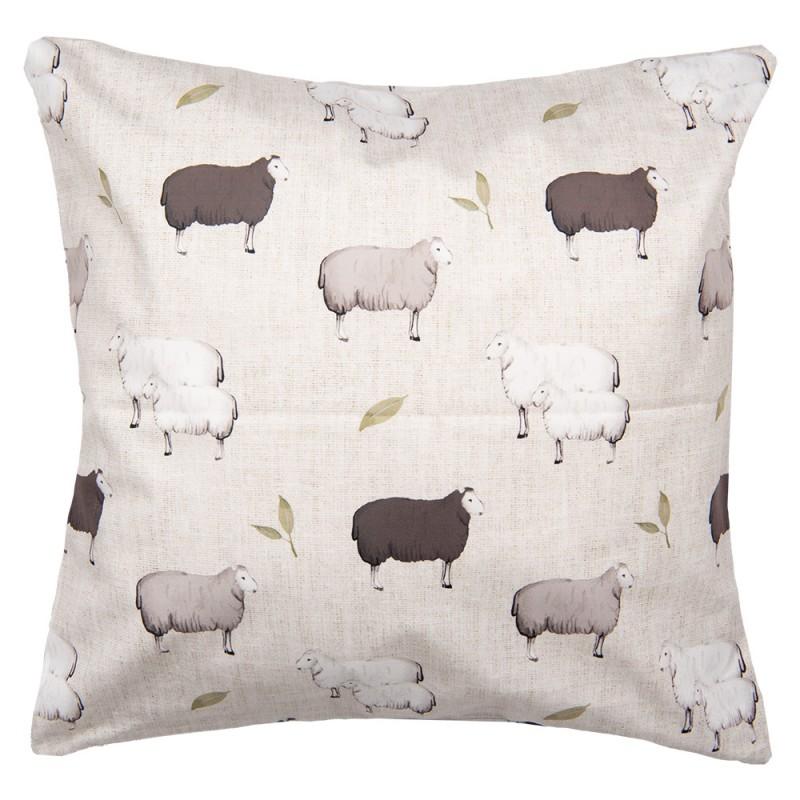 Clayre & Eef NSF22 Kussenhoes 45x45 Cm Beige Polyester Schaap