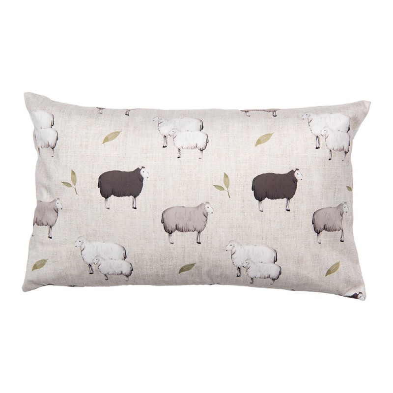 Clayre & Eef NSF36 Kussenhoes 30x50 Cm Beige Polyester Schaap Rechthoek