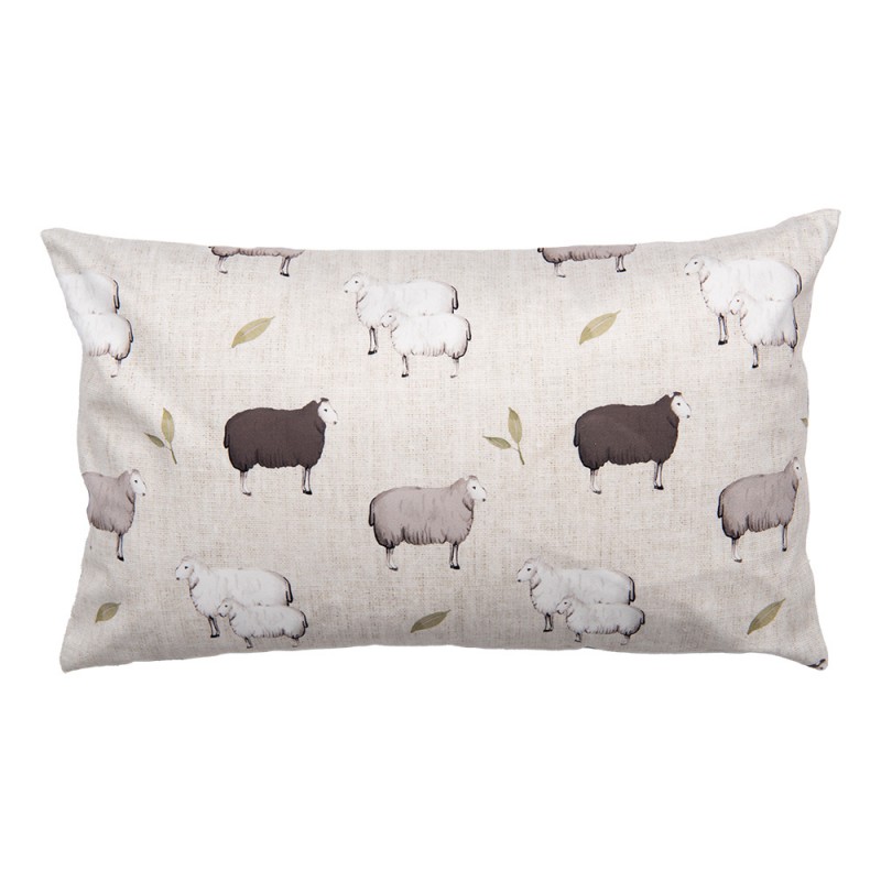 clayre & eef NSF36 Kussenhoes 30x50 cm Beige Polyester Schaap Rechthoek