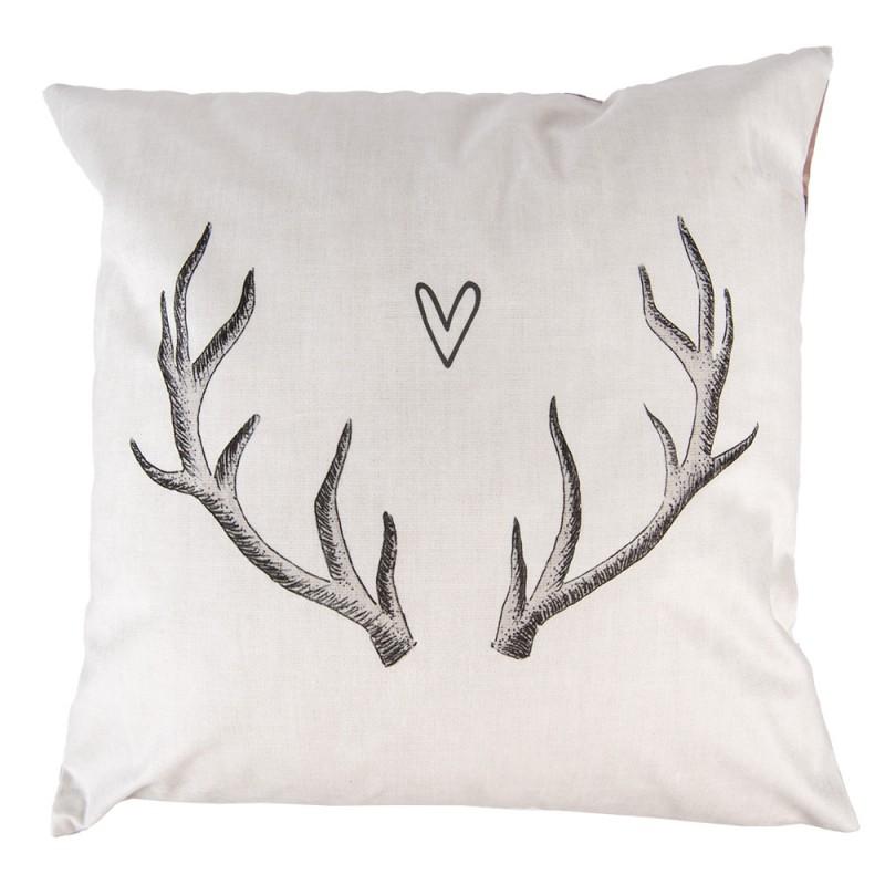 clayre & eef NWV20-1 Kussenhoes 45x45 cm Beige Polyester Gewei