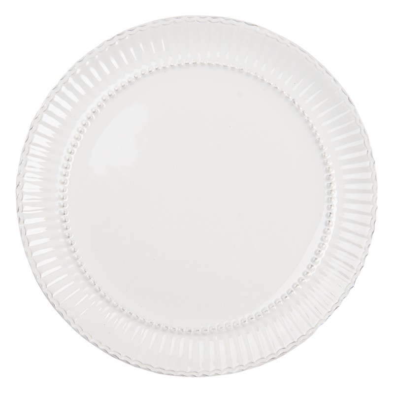 Clayre & Eef PLFP Dinerbord Ø 27 Cm Wit Dolomiet Rond Bord