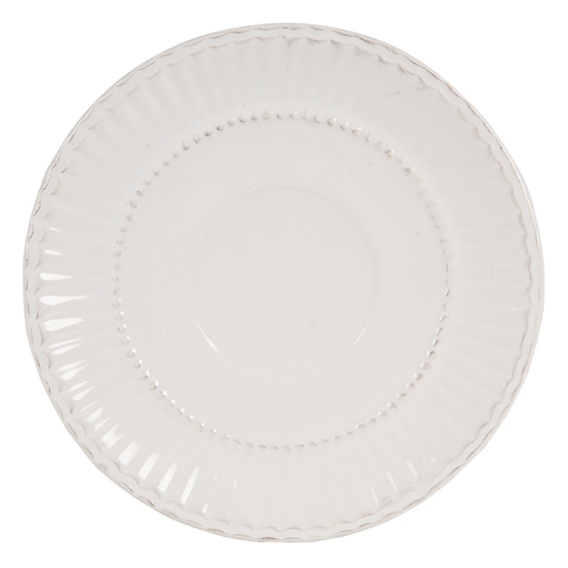 Clayre & Eef PLKS Kop En Schotel 150 Ml Wit Dolomiet Rond Servies