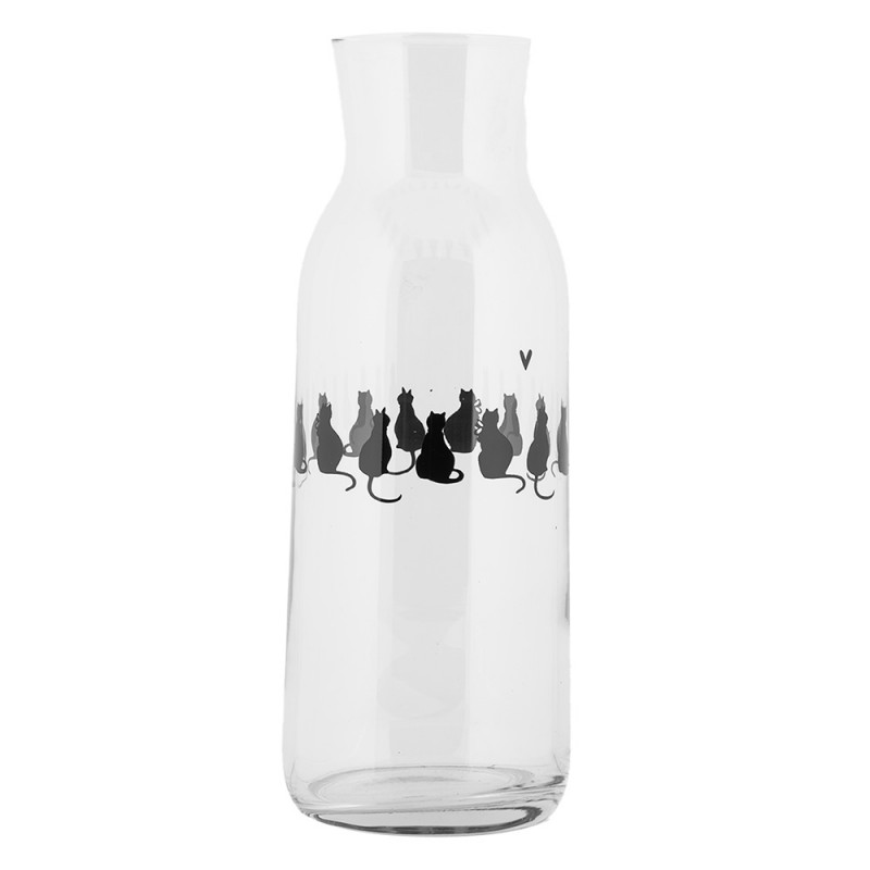 Clayre & Eef PWSGL0001 Karaf 1000 Ml Transparant Glas Katten