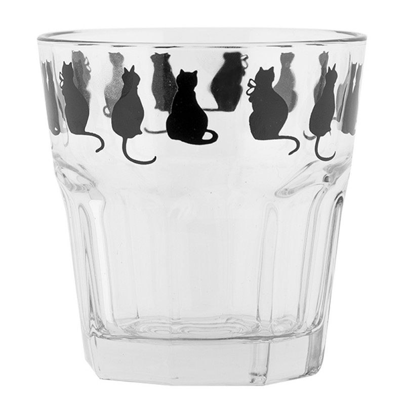 clayre & eef PWSGL0005 Waterglas 200 ml Transparant Glas Katten Drinkbeker