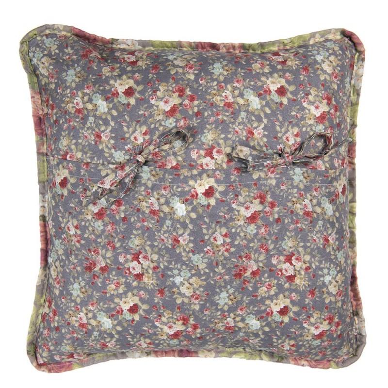 Clayre & Eef Q188.020 Kussenhoes 40x40 Cm Grijs Groen Polyester Vierkant Sierkussenhoes