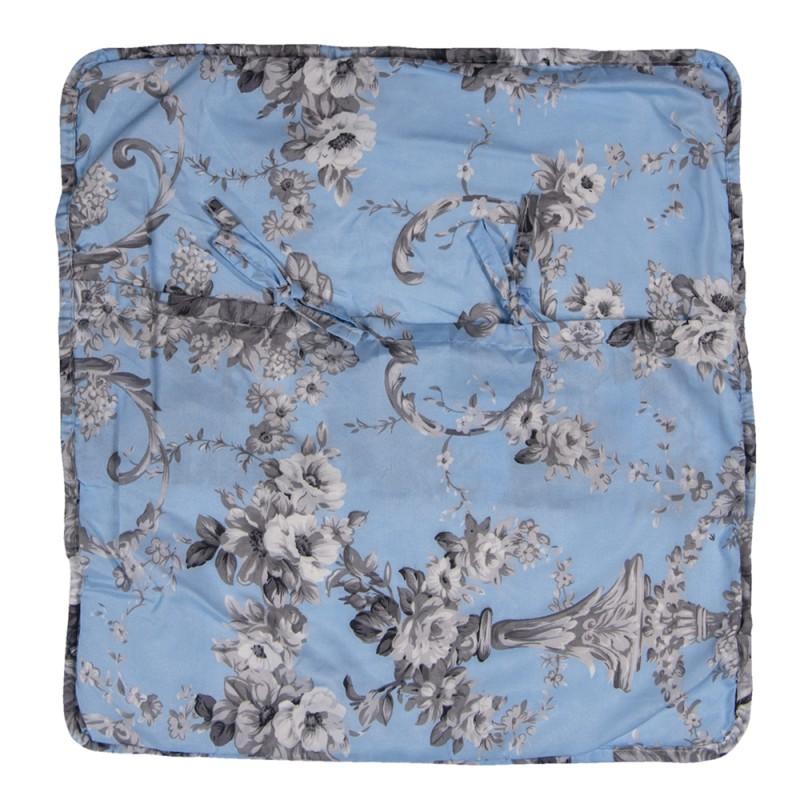 Clayre & Eef Q192.030 Kussenhoes 50x50 Cm Blauw Polyester Bloemen Vierkant Sierkussenhoes