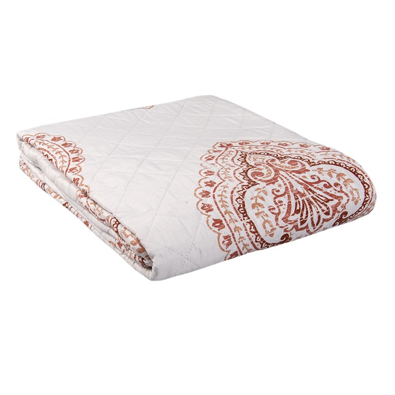 Clayre & Eef Q194.061 Bedsprei 2-persoons Wit Rood Katoen Rechthoek Sprei