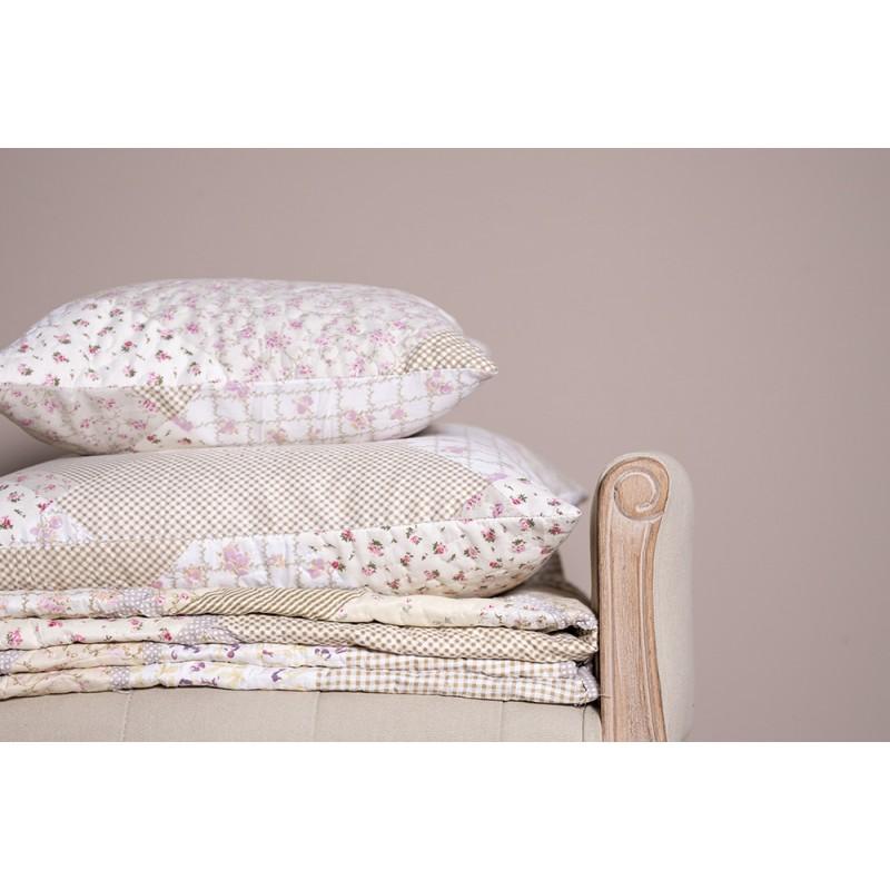 Clayre & Eef Q198.030 Kussenhoes 50x50 Cm Groen Beige Polyester Bloemen Sierkussenhoes