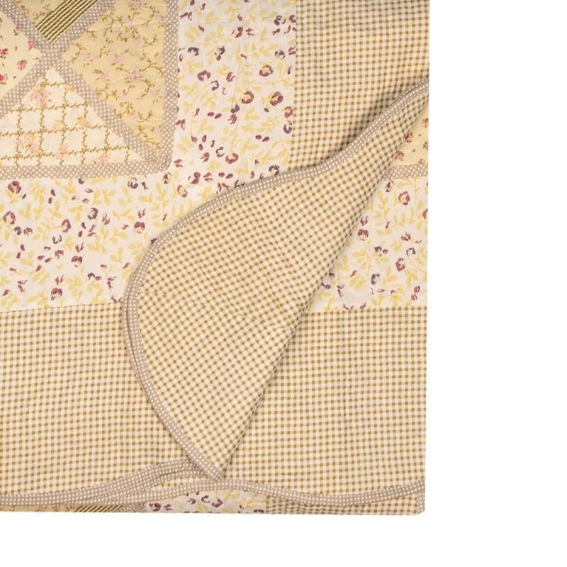 Clayre & Eef Q198.060 Bedsprei 180x250 Cm Groen Beige Polyester