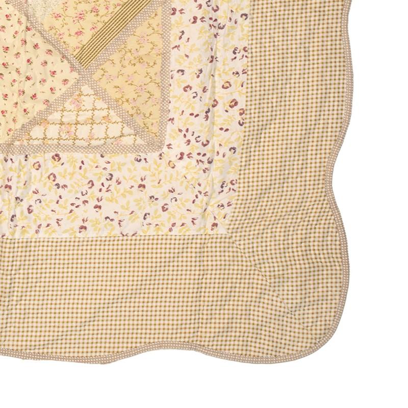 Clayre & Eef Q198.060 Bedsprei 180x250 Cm Groen Beige Polyester