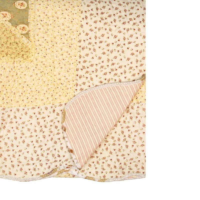 Clayre & Eef Q200.061 Bedsprei 230x250 Cm Groen Beige Polyester