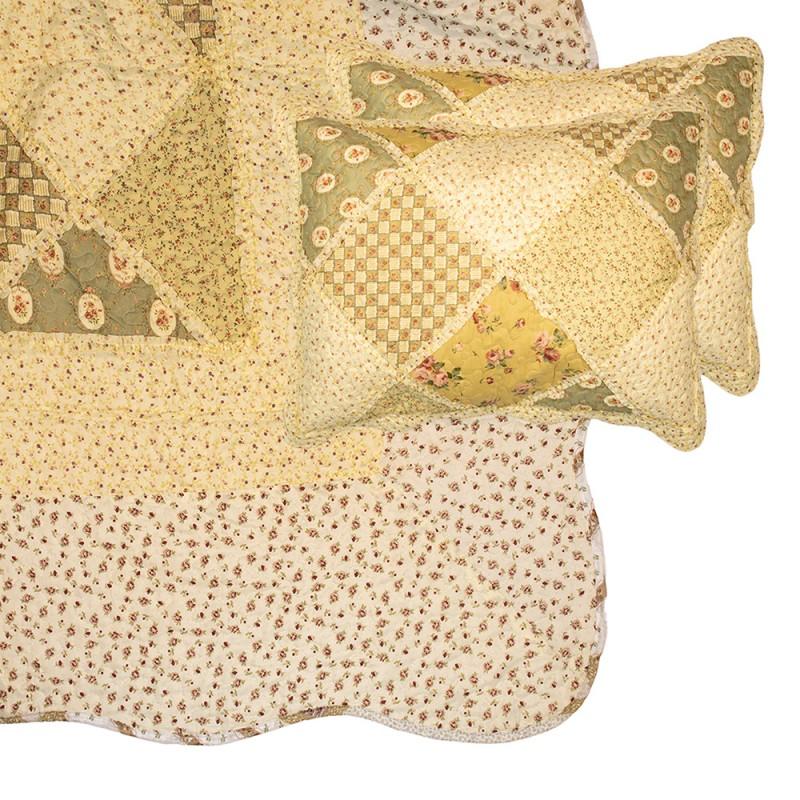 clayre & eef Q200.061 Bedsprei 230x250 cm Groen Beige Polyester