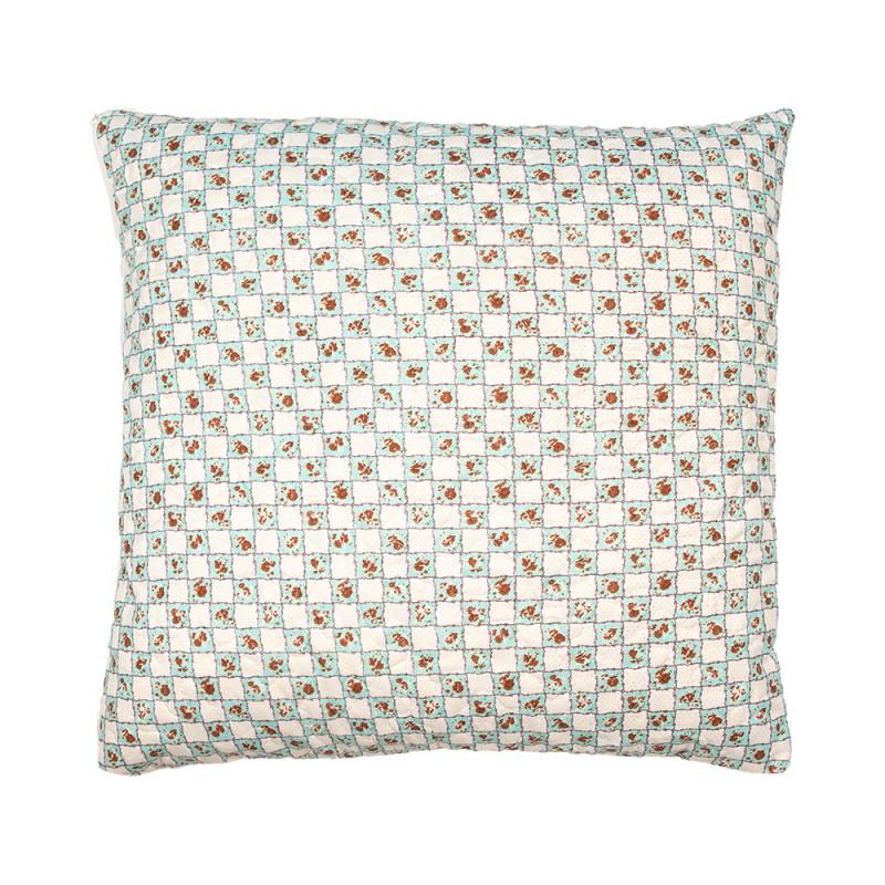 Clayre & Eef Q203.030 Kussenhoes 50x50 Cm Groen Beige Polyester Bloemen Sierkussenhoes