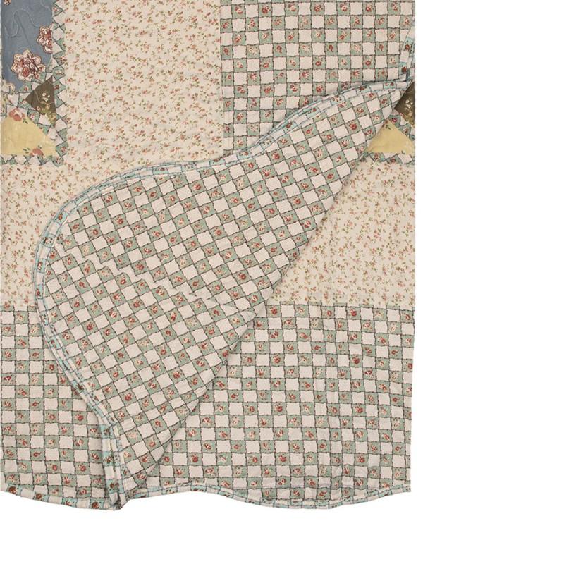 Clayre & Eef Q203.060 Bedsprei 180x250 Cm Groen Beige Polyester Sprei