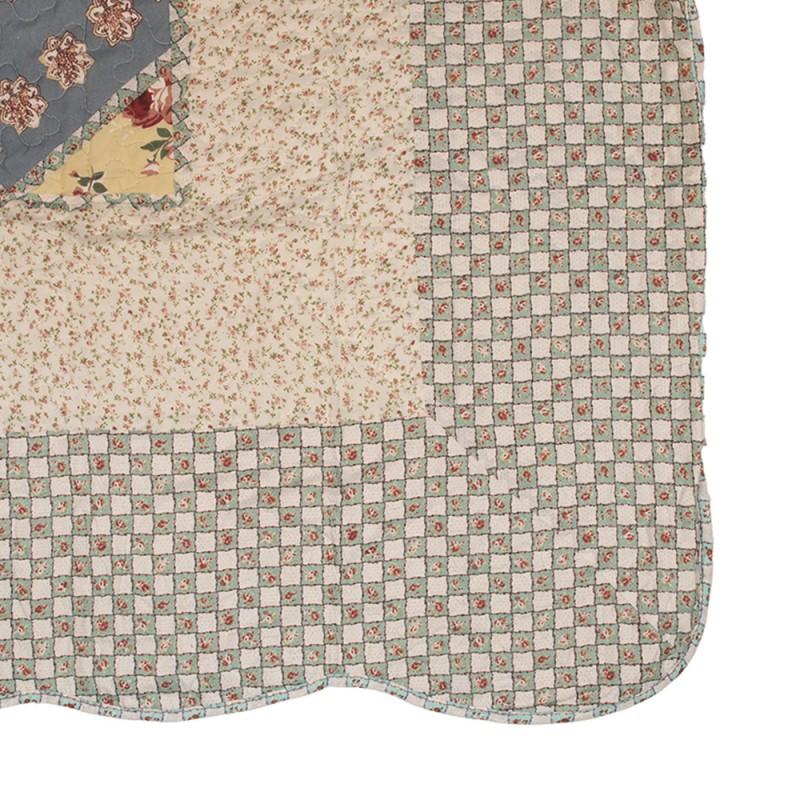 Clayre & Eef Q203.060 Bedsprei 180x250 Cm Groen Beige Polyester Sprei