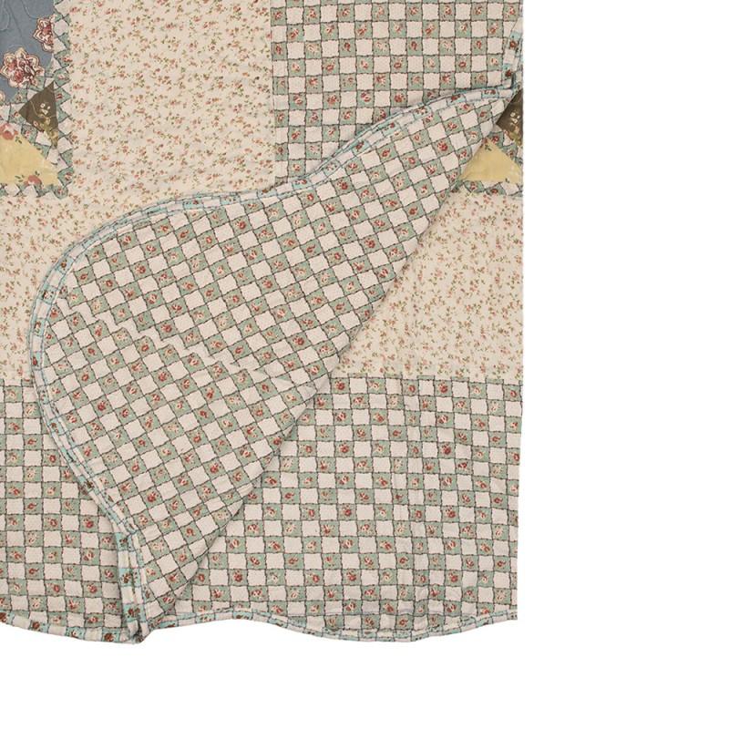 Clayre & Eef Q203.061 Bedsprei 230x250 Cm Groen Beige Polyester Sprei