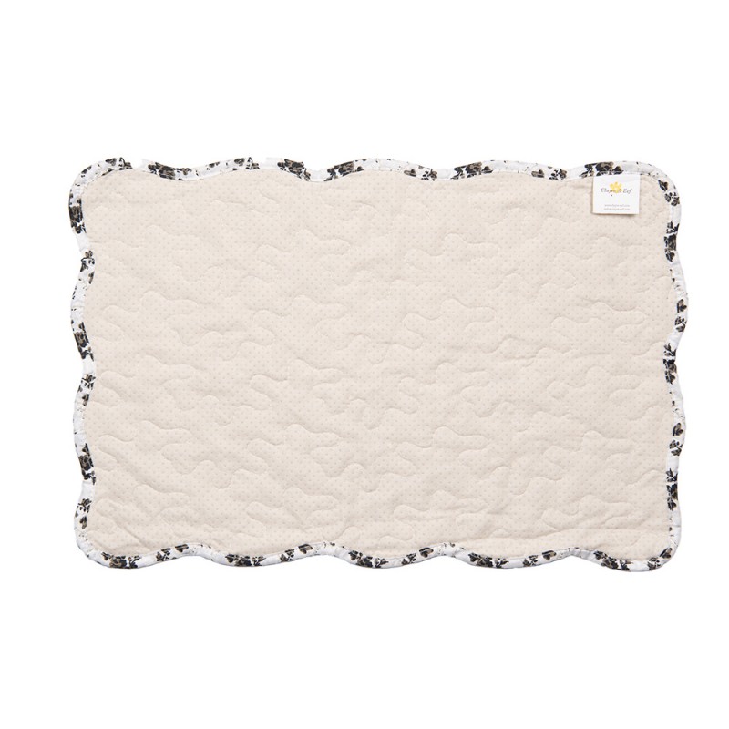Clayre & Eef Q205.040 Placemats Set Van 6 48x32 Cm Wit Polyester Bloemen