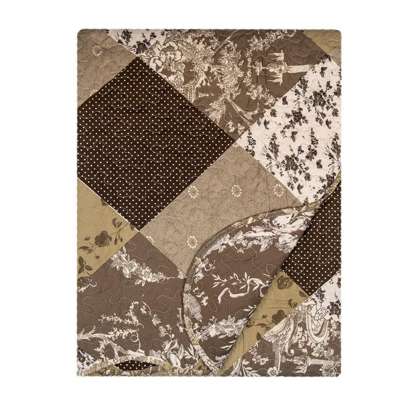 Clayre & Eef Q205.060 Bedsprei 180x250 Cm Bruin Polyester Sprei