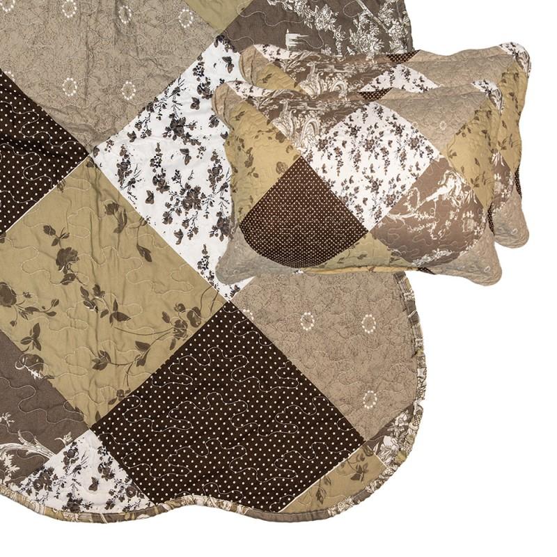 Clayre & Eef Q205.060 Bedsprei 180x250 Cm Bruin Polyester Sprei