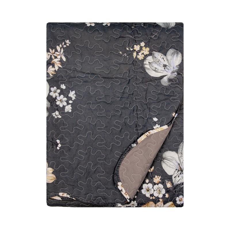 Clayre & Eef Q208.060 Bedsprei 180x250 Cm Grijs Beige Polyester Sprei