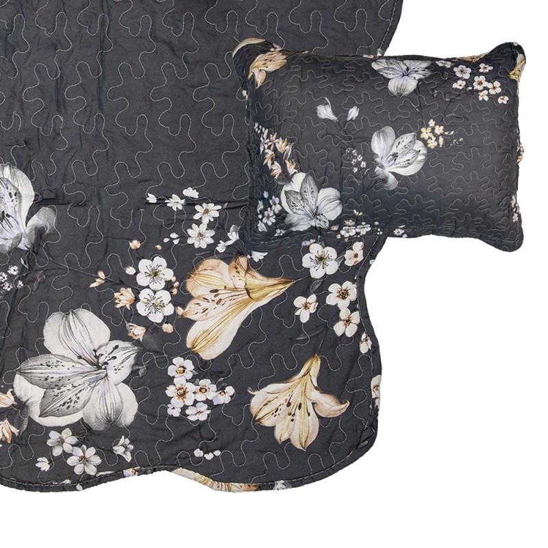 clayre & eef Q208.060 Bedsprei 180x250 cm Grijs Beige Polyester Sprei