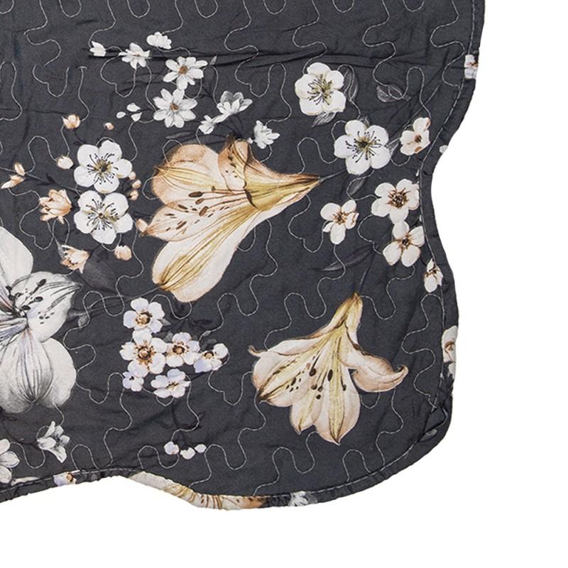 Clayre & Eef Q208.061 Bedsprei 230x250 Cm Grijs Beige Polyester Sprei