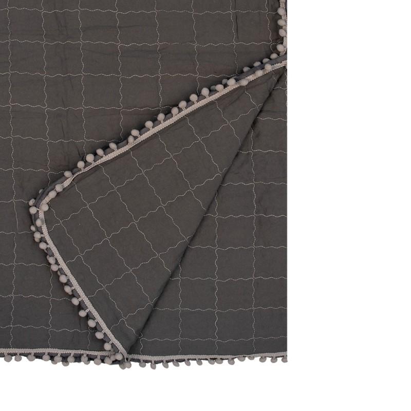 Clayre & Eef Q209.061 Bedsprei 220x240 Cm Grijs Polyester Sprei