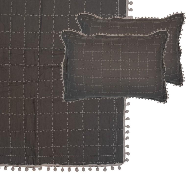 clayre & eef Q209.061 Bedsprei 220x240 cm Grijs Polyester Sprei